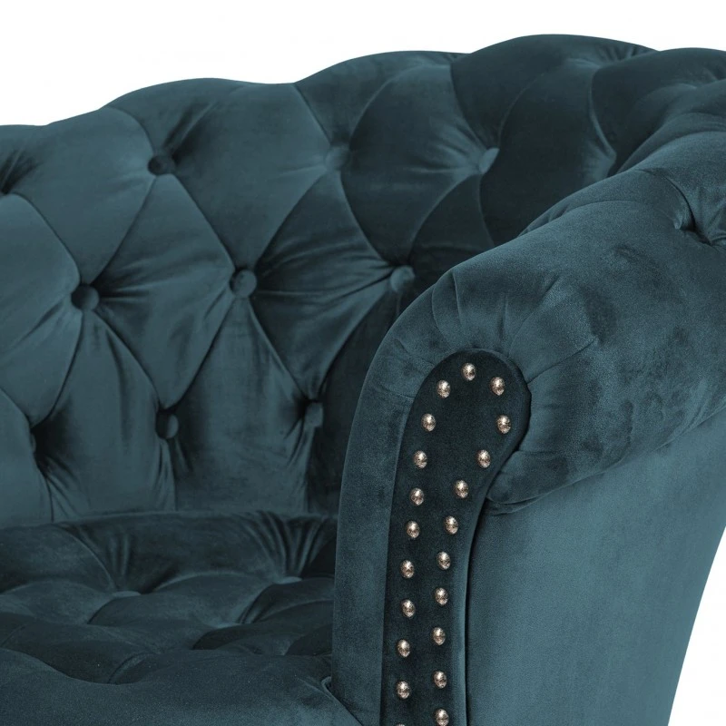 Фотьойл Честърфийлд Людовик, синьо-зелено кадифе